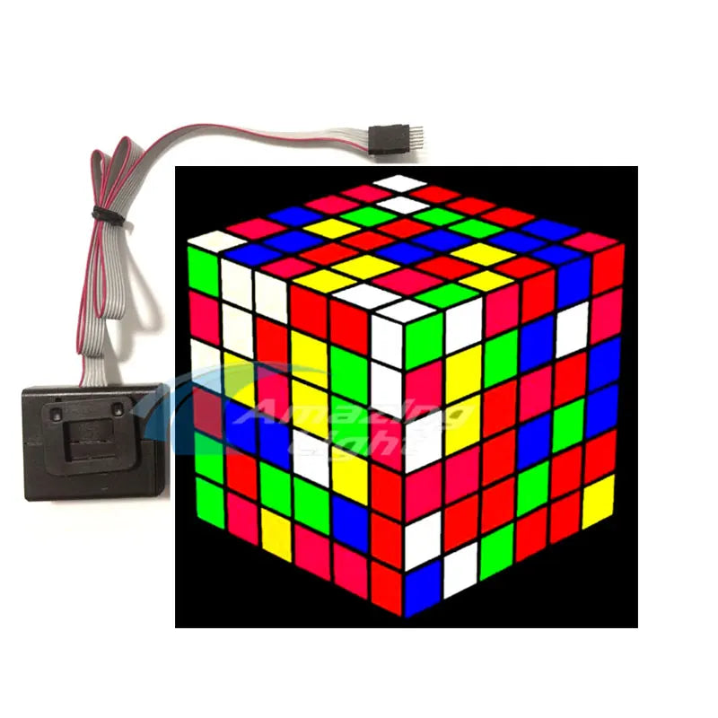 Sound-Activated LED T-Shirt – Colourful Rubik's Cube Light-Up Panel, Music Responsive Flashing Selection