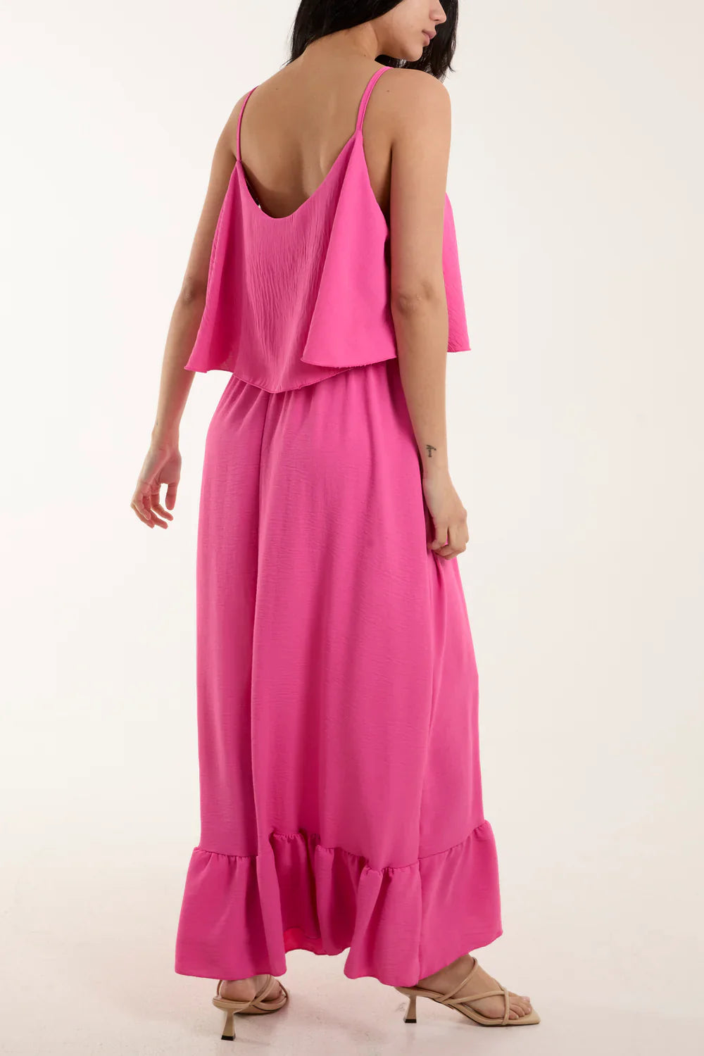 Double Layer Cami Maxi Dress Hot Pink | One Size 8–16