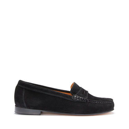 Hugs & Co Womens Black Italian Suede Penny Loafers Leather EU 36-42 product image 1