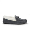 Mens Slippers, sheepskin, slate grey suede - QHA UK