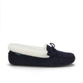 Women's slippers, sheepskin, navy blue suede - QHA UK