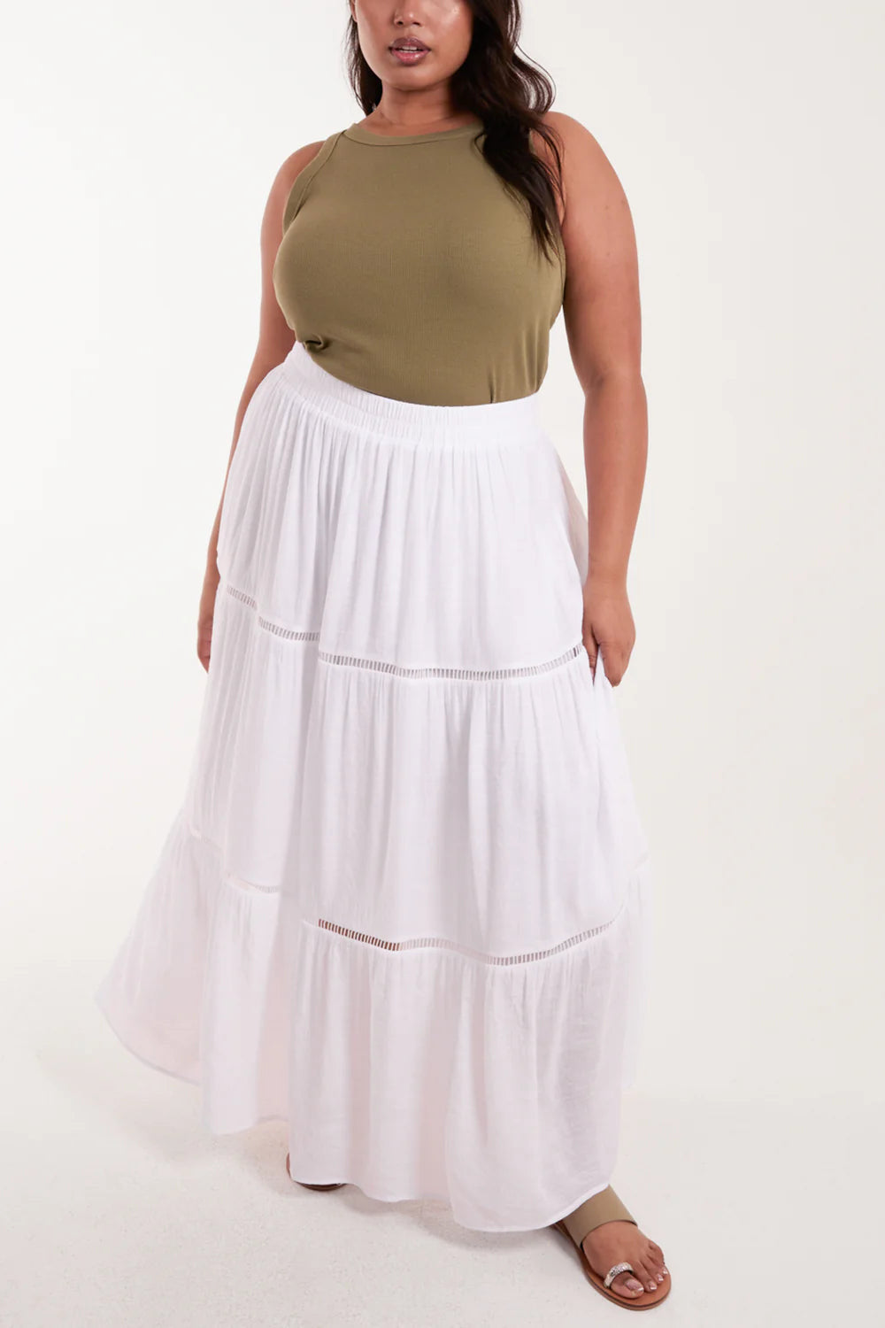 Curve Ladder Trim Maxi Skirt | Plus Size 18–20 & 22–24 | Summer Skirt