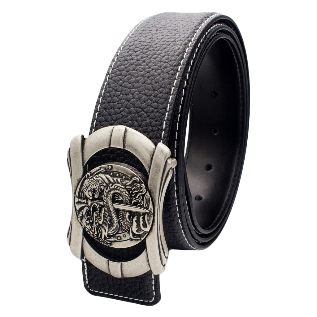 Ceinture en cuir QHA pour homme, motif dragon multicolore, boucle ardillon, largeur 38 mm, Q76