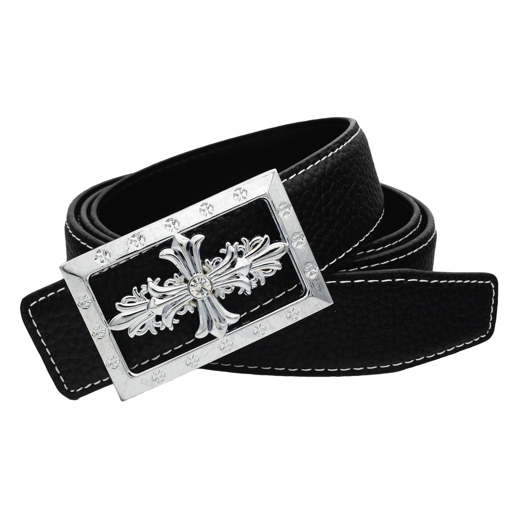 Ceinture en cuir de créateur pour femme QHA, boucle ardillon à thème croisé, largeur 32 mm, Q80