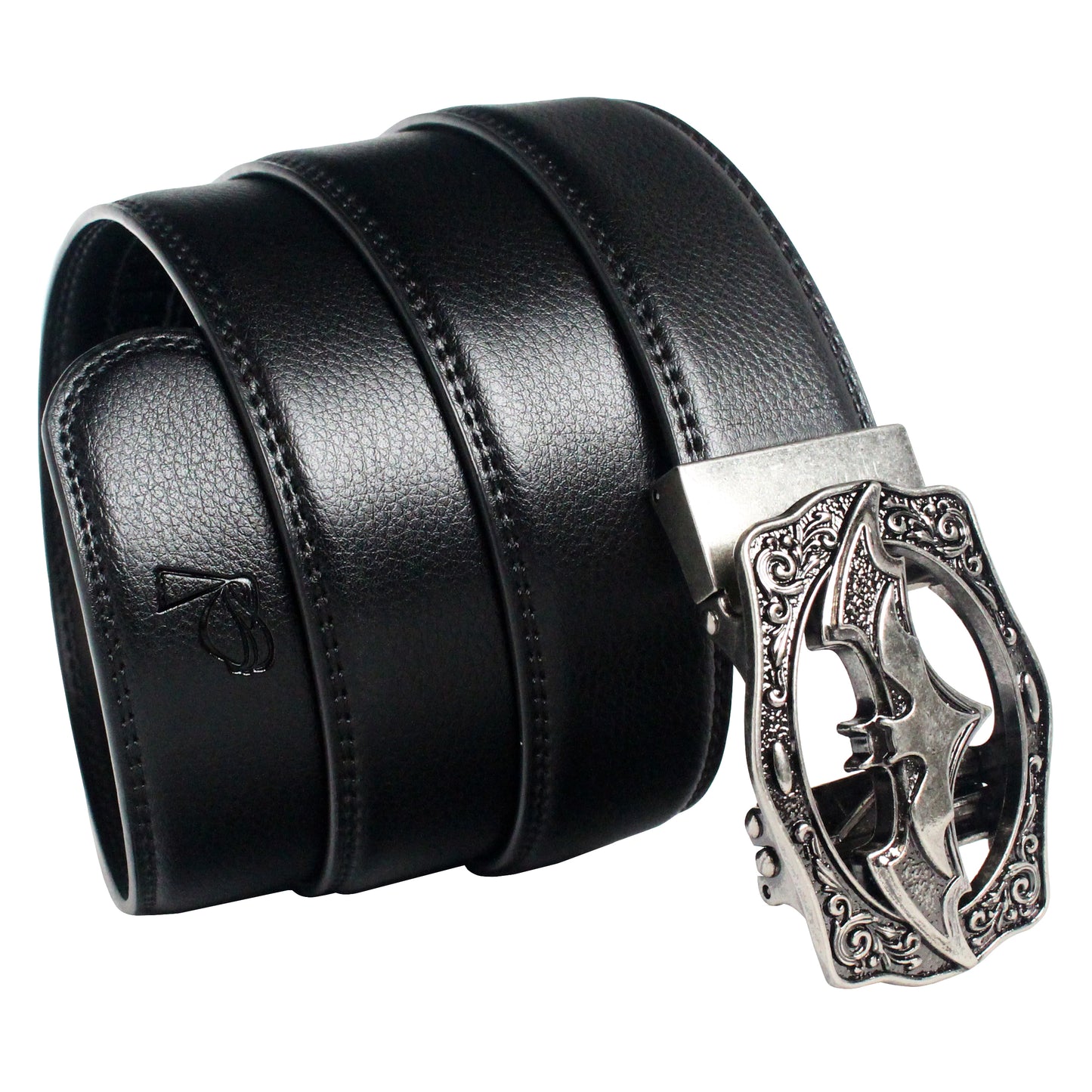 QHA Mens Ratchet Leather Belt Bat Automatic Buckle 35mm Wide Q18