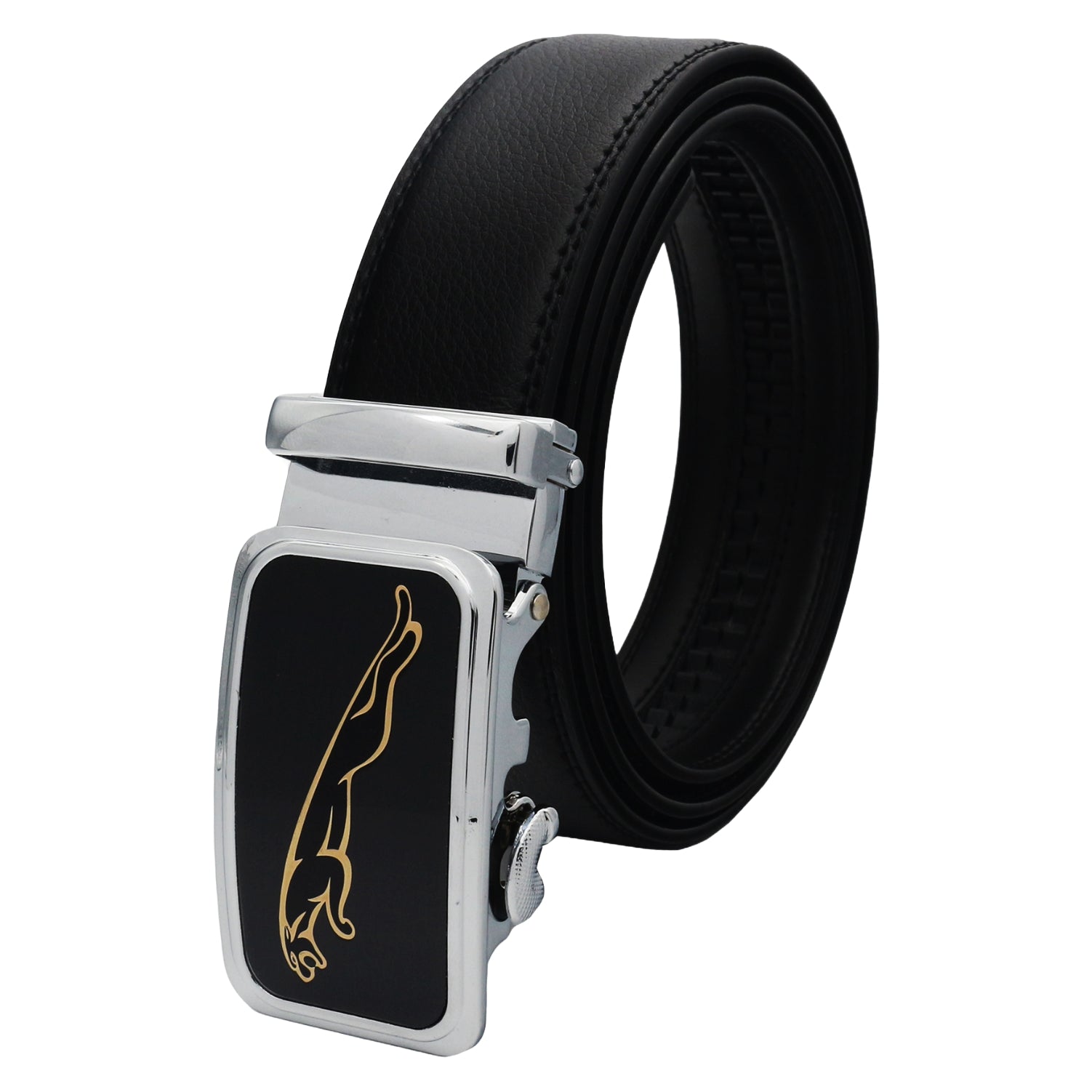 QHA Mens Ratchet Leather Belt Automatic Buckle 35mm Wide Q64