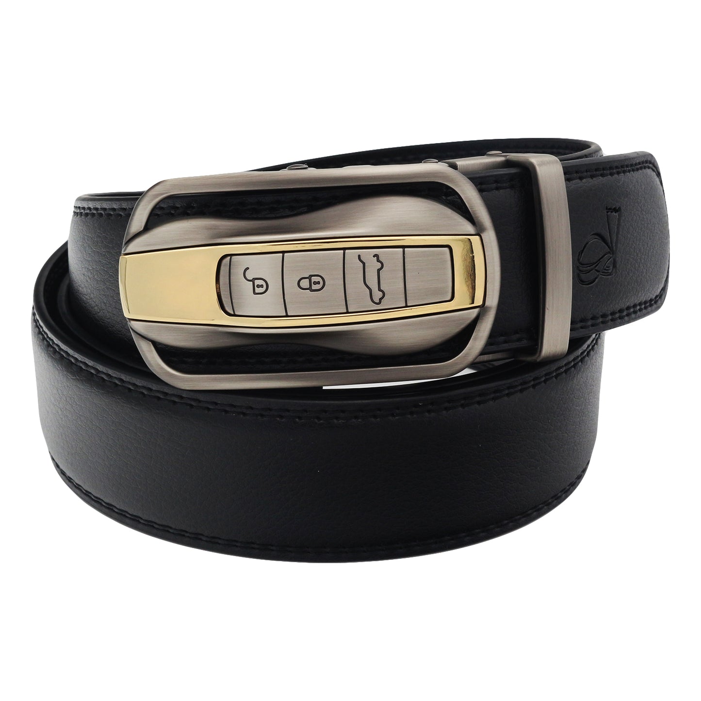 QHA Mens Ratchet Leather Belt Car Themed Automatic Buckle 35mm Wide Q87