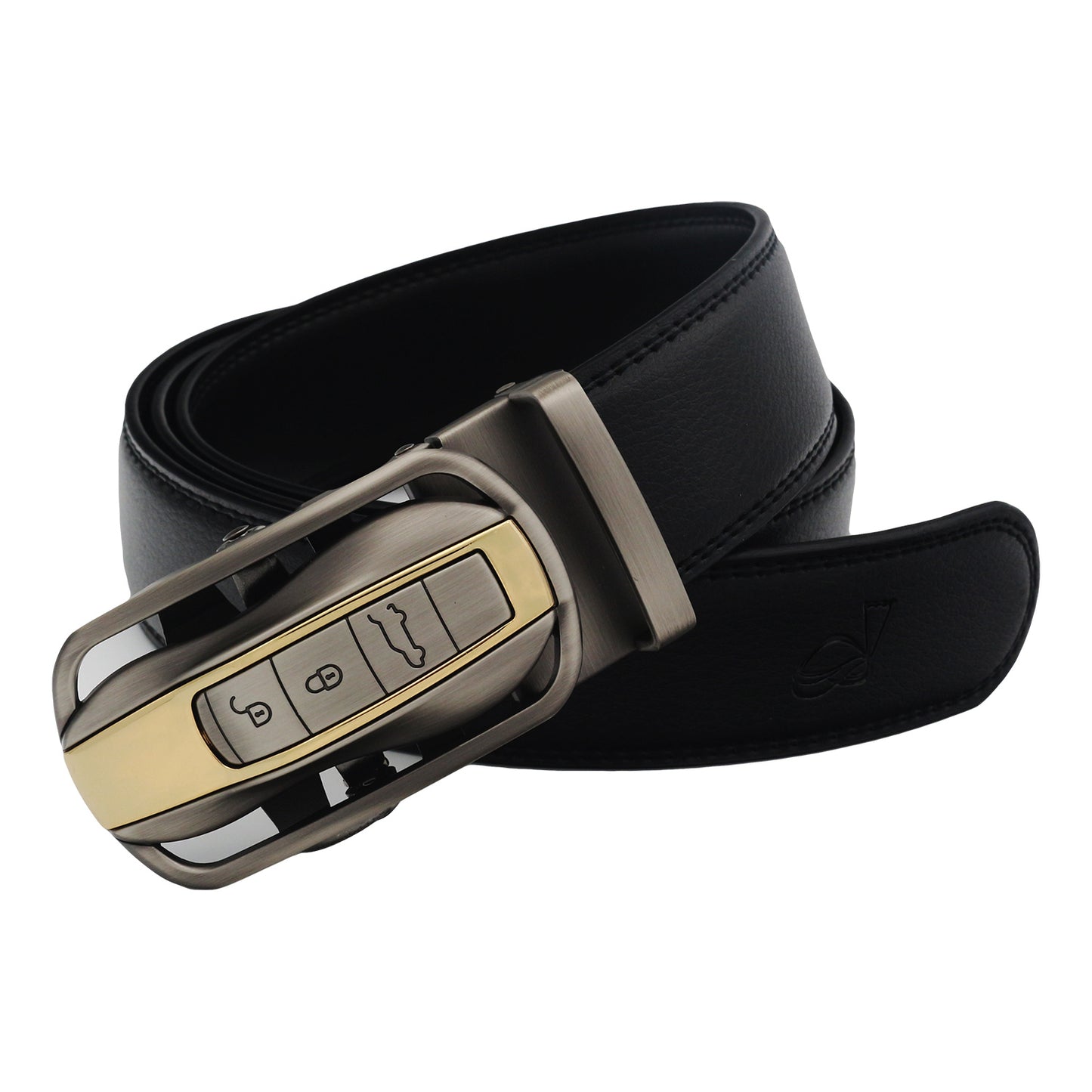 QHA Mens Ratchet Leather Belt Car Themed Automatic Buckle 35mm Wide Q87