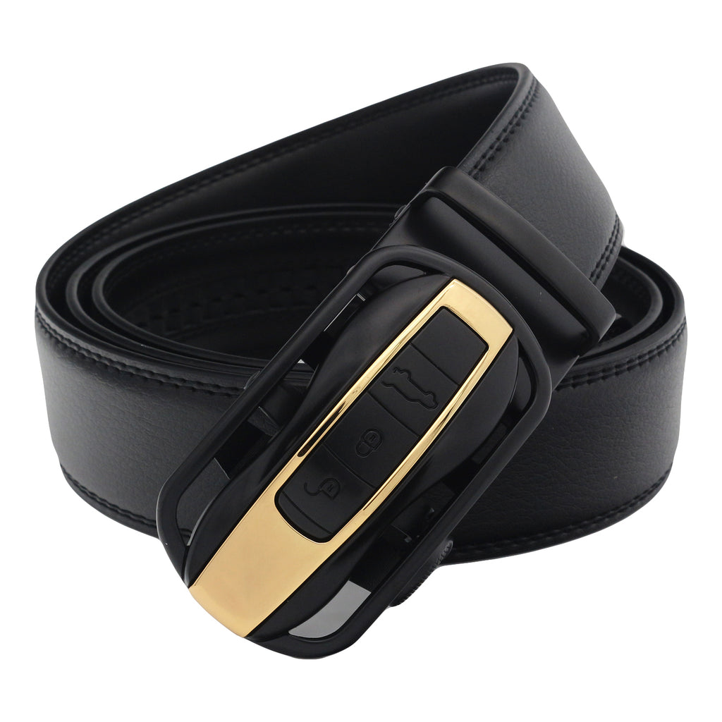 QHA Mens Ratchet Leather Belt Car Themed Automatic Buckle 35mm Wide Q87