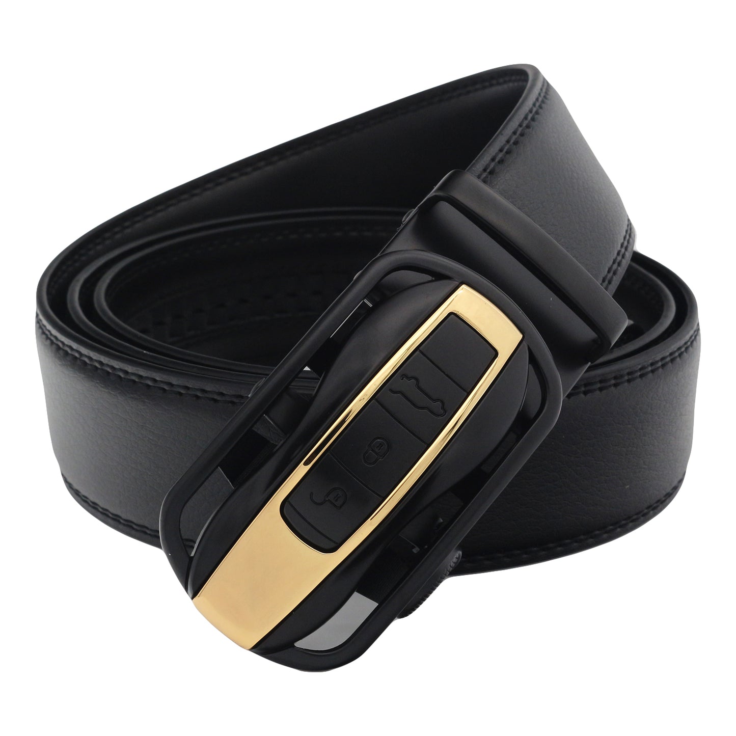 QHA Mens Ratchet Leather Belt Car Themed Automatic Buckle 35mm Wide Q87