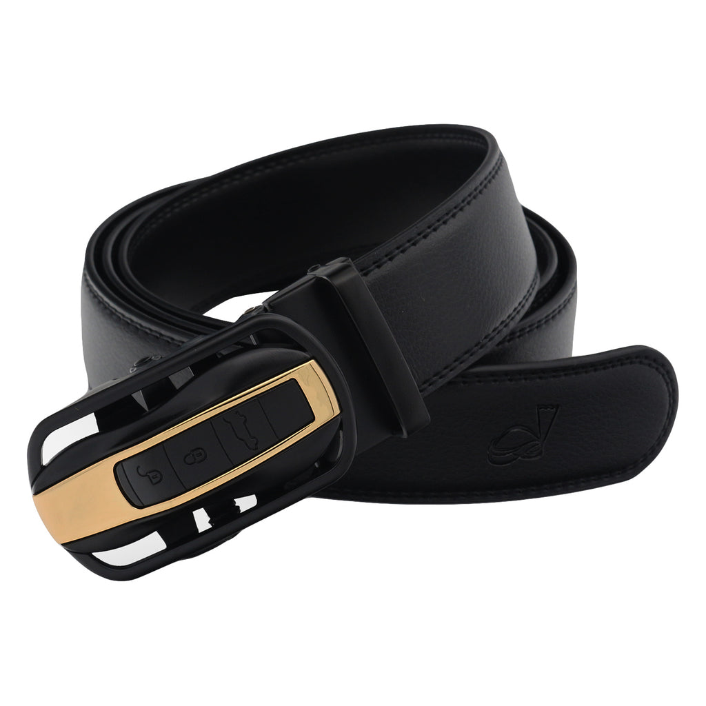 QHA Mens Ratchet Leather Belt Car Themed Automatic Buckle 35mm Wide Q87