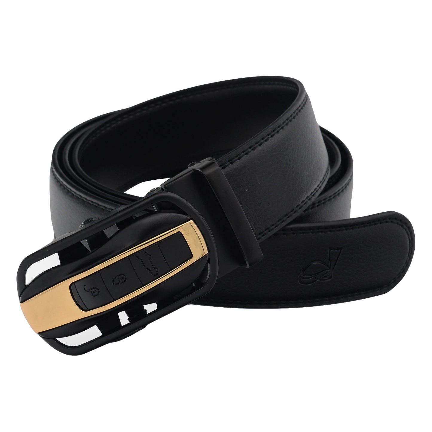 QHA Mens Ratchet Leather Belt Car Themed Automatic Buckle 35mm Wide Q87
