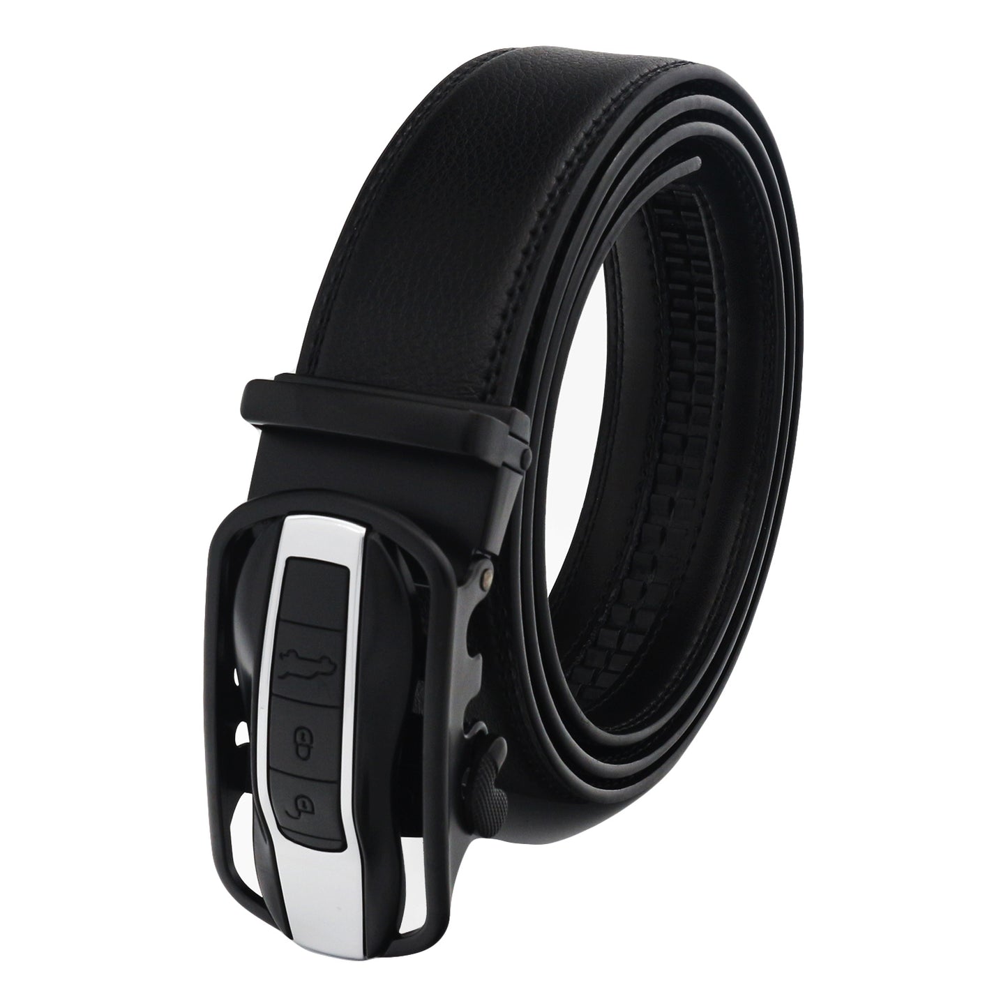 QHA Mens Ratchet Leather Belt Car Themed Automatic Buckle 35mm Wide Q87