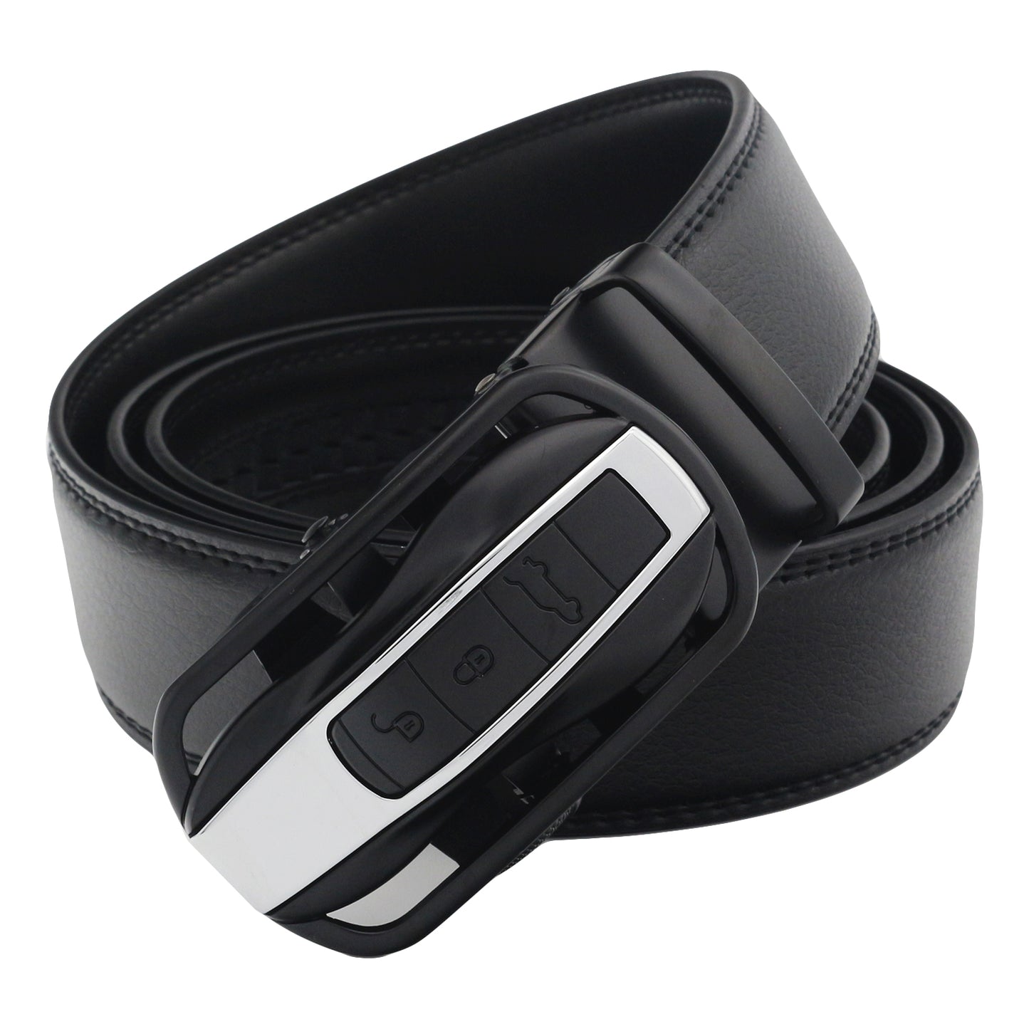 QHA Mens Ratchet Leather Belt Car Themed Automatic Buckle 35mm Wide Q87