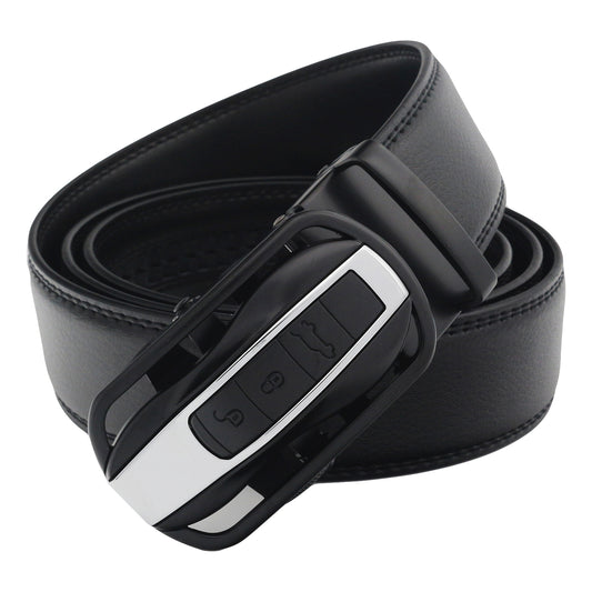 QHA Mens Ratchet Leather Belt Car Themed Automatic Buckle 35mm Wide Q87