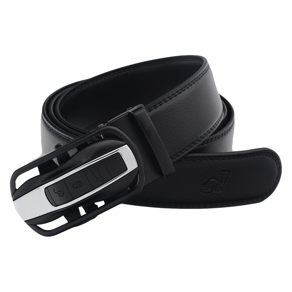 QHA Mens Ratchet Leather Belt Car Themed Automatic Buckle 35mm Wide Q87