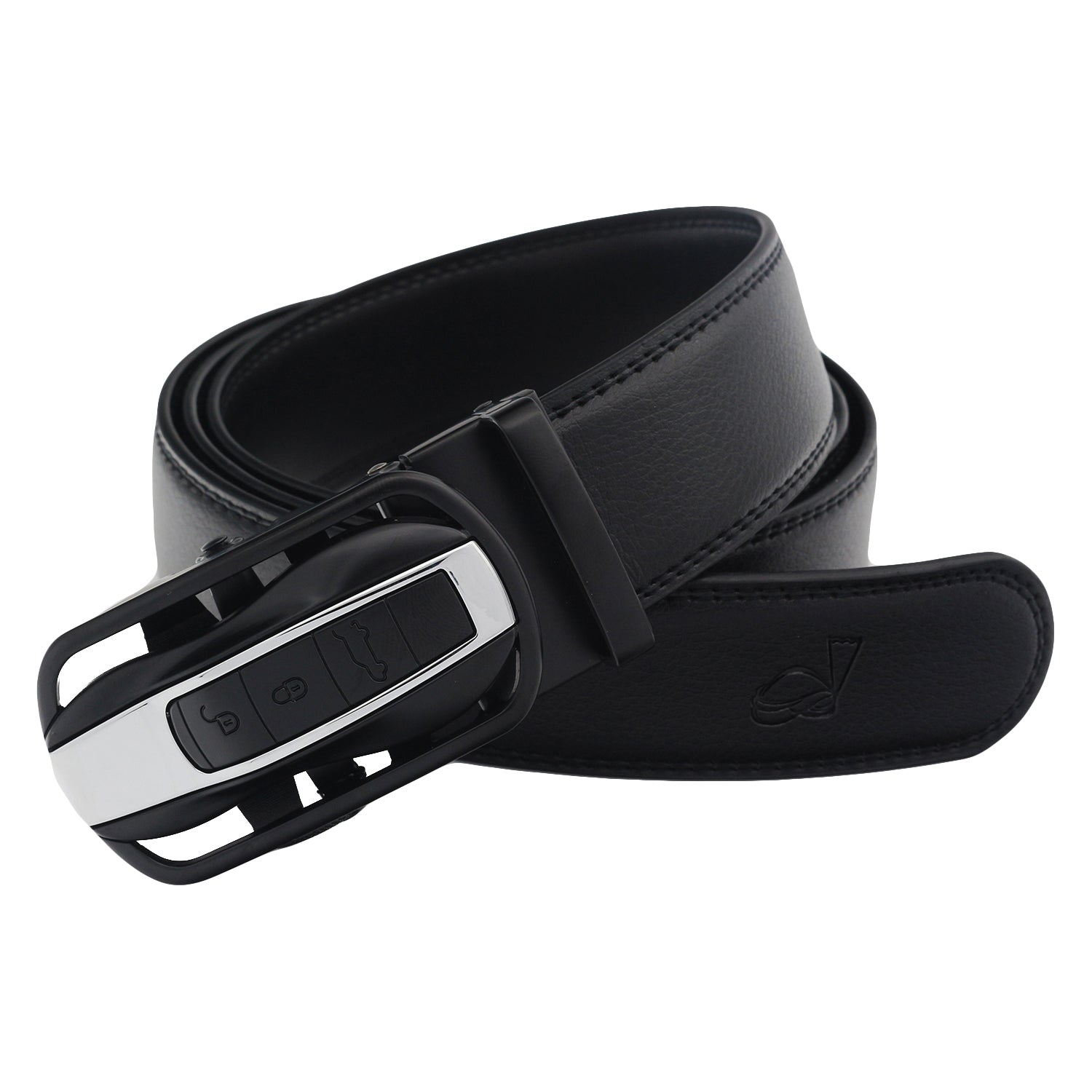 QHA Mens Ratchet Leather Belt Car Themed Automatic Buckle 35mm Wide Q87