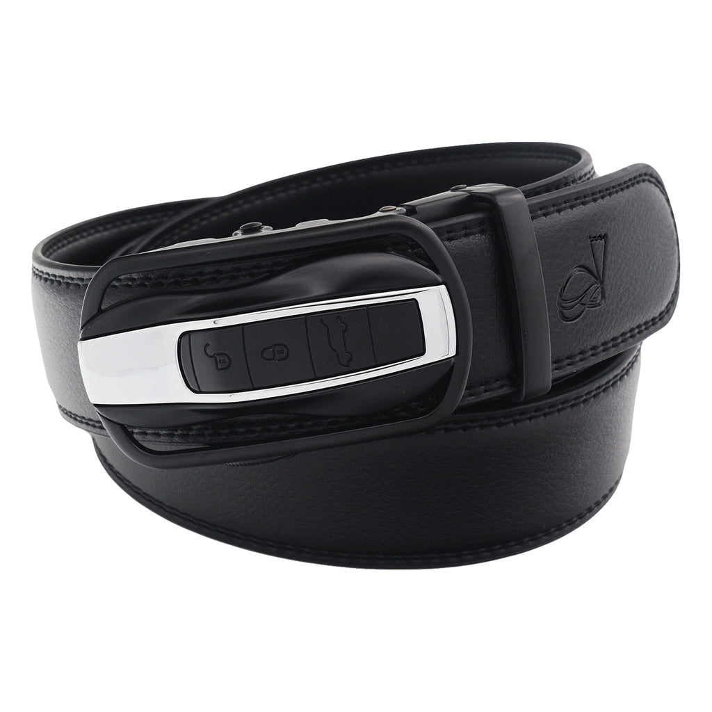 QHA Mens Ratchet Leather Belt Car Themed Automatic Buckle 35mm Wide Q87