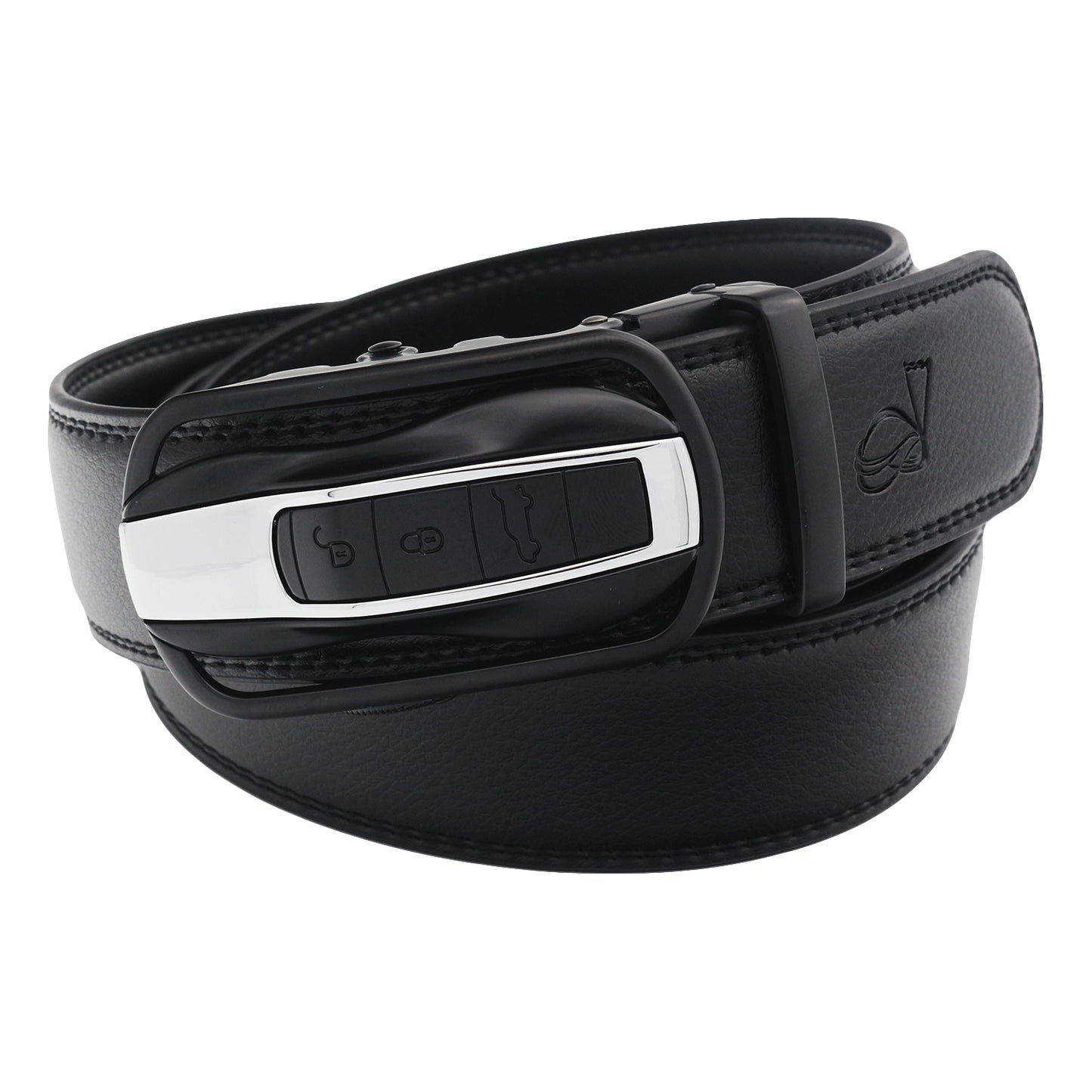 QHA Mens Ratchet Leather Belt Car Themed Automatic Buckle 35mm Wide Q87