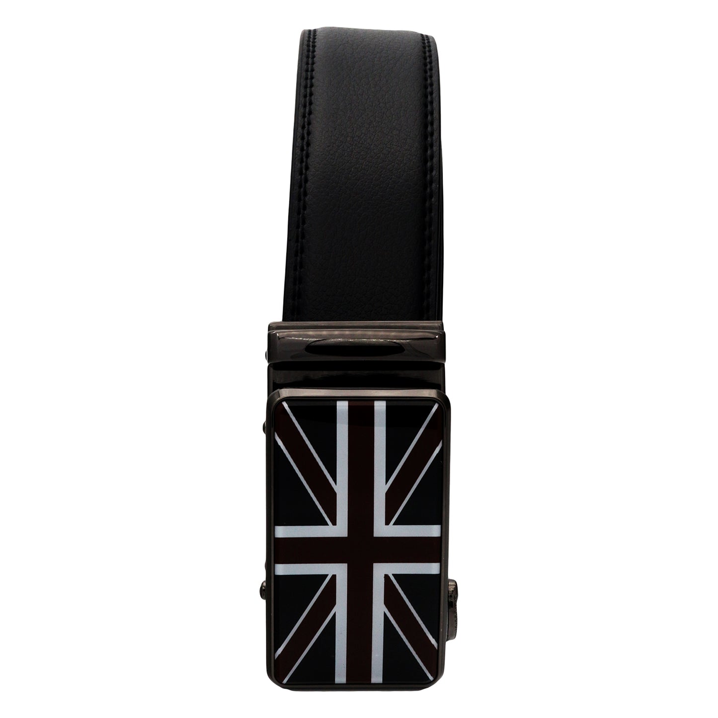 QHA Mens Ratchet Leather Belt Union Jack British Flag Automatic Buckle Q53