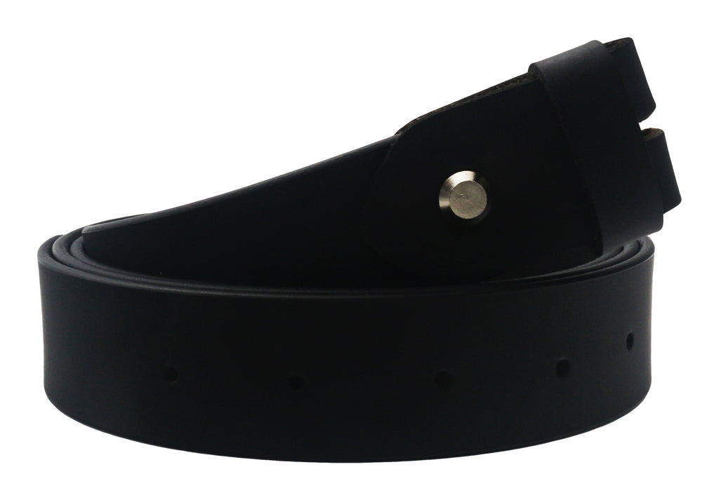 QHA Mens 38mm Real Leather Replacement Belt Strap, Snap On, Black Q14