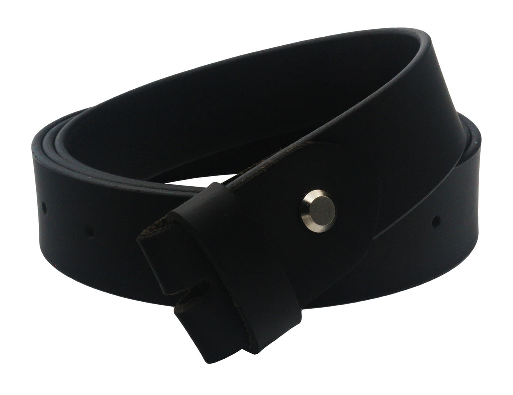 QHA Mens 38mm Real Leather Replacement Belt Strap, Snap On, Black Q14