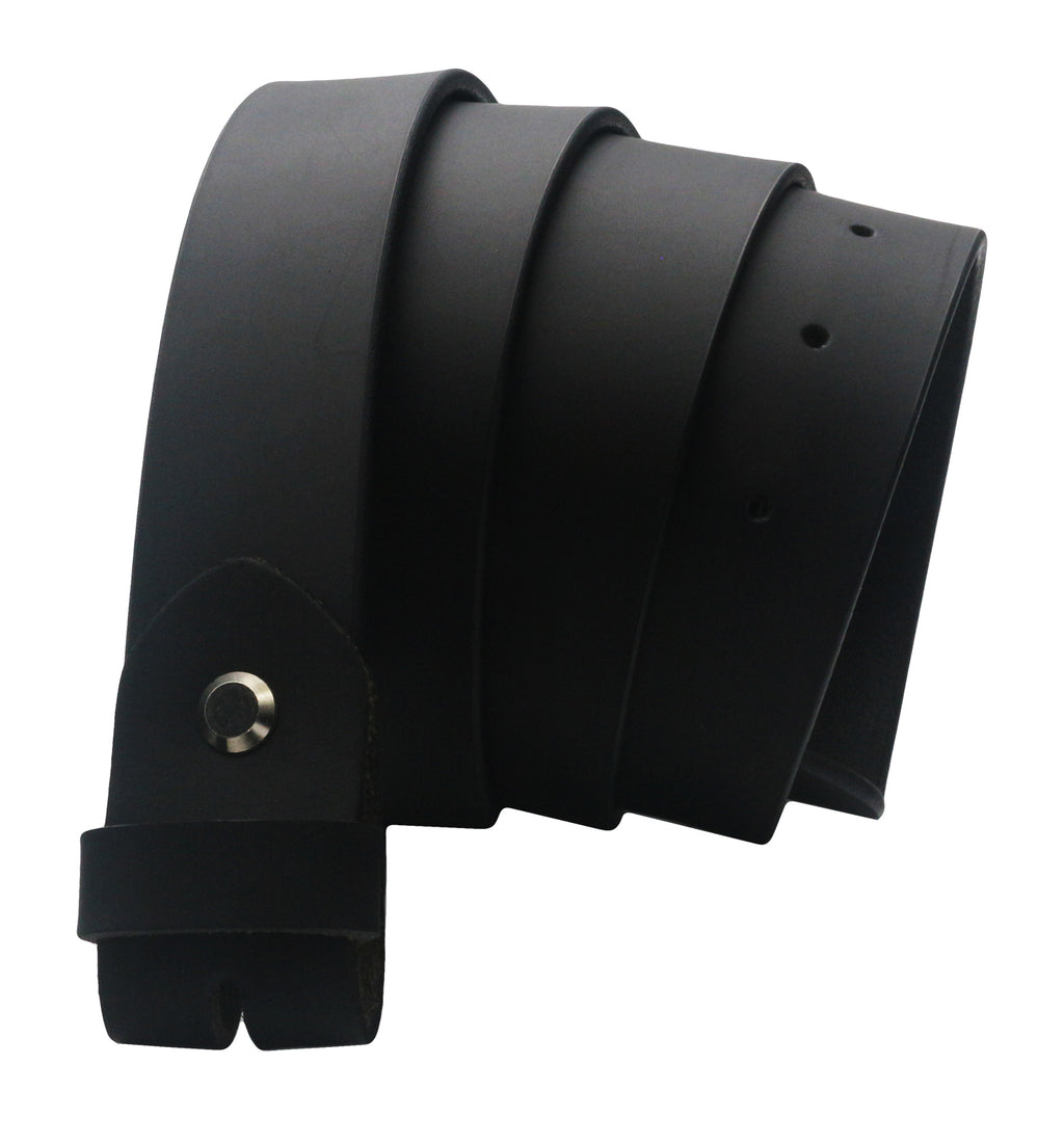 QHA Mens 38mm Real Leather Replacement Belt Strap, Snap On, Black Q14