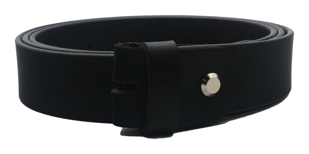 QHA Mens 38mm Real Leather Replacement Belt Strap, Snap On, Black Q14