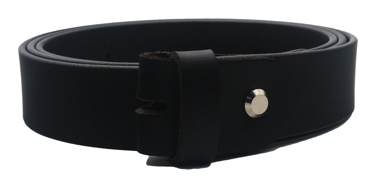 QHA Mens 38mm Real Leather Replacement Belt Strap, Snap On, Black Q14
