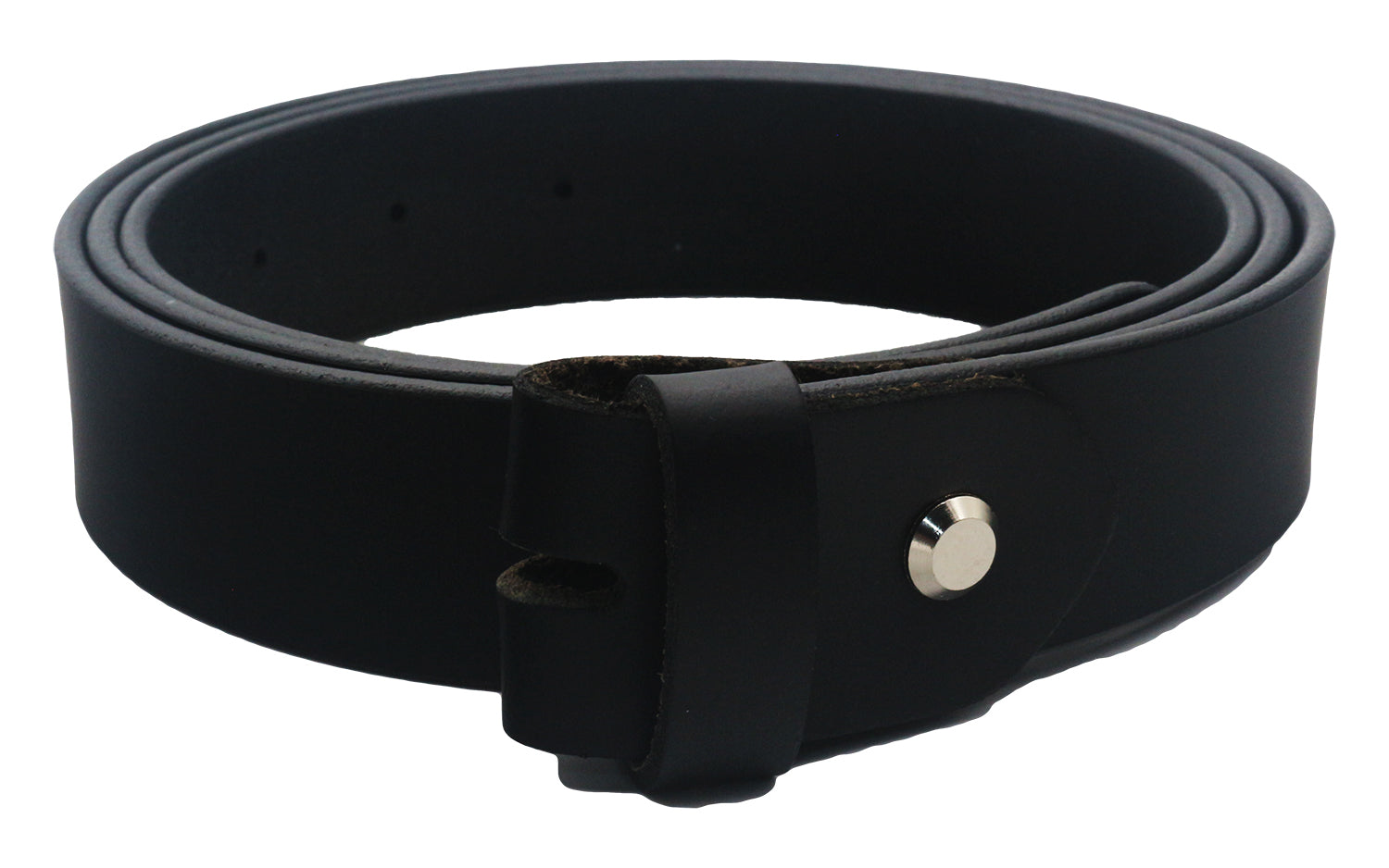 QHA Mens 38mm Real Leather Replacement Belt Strap, Snap On, Black Q14