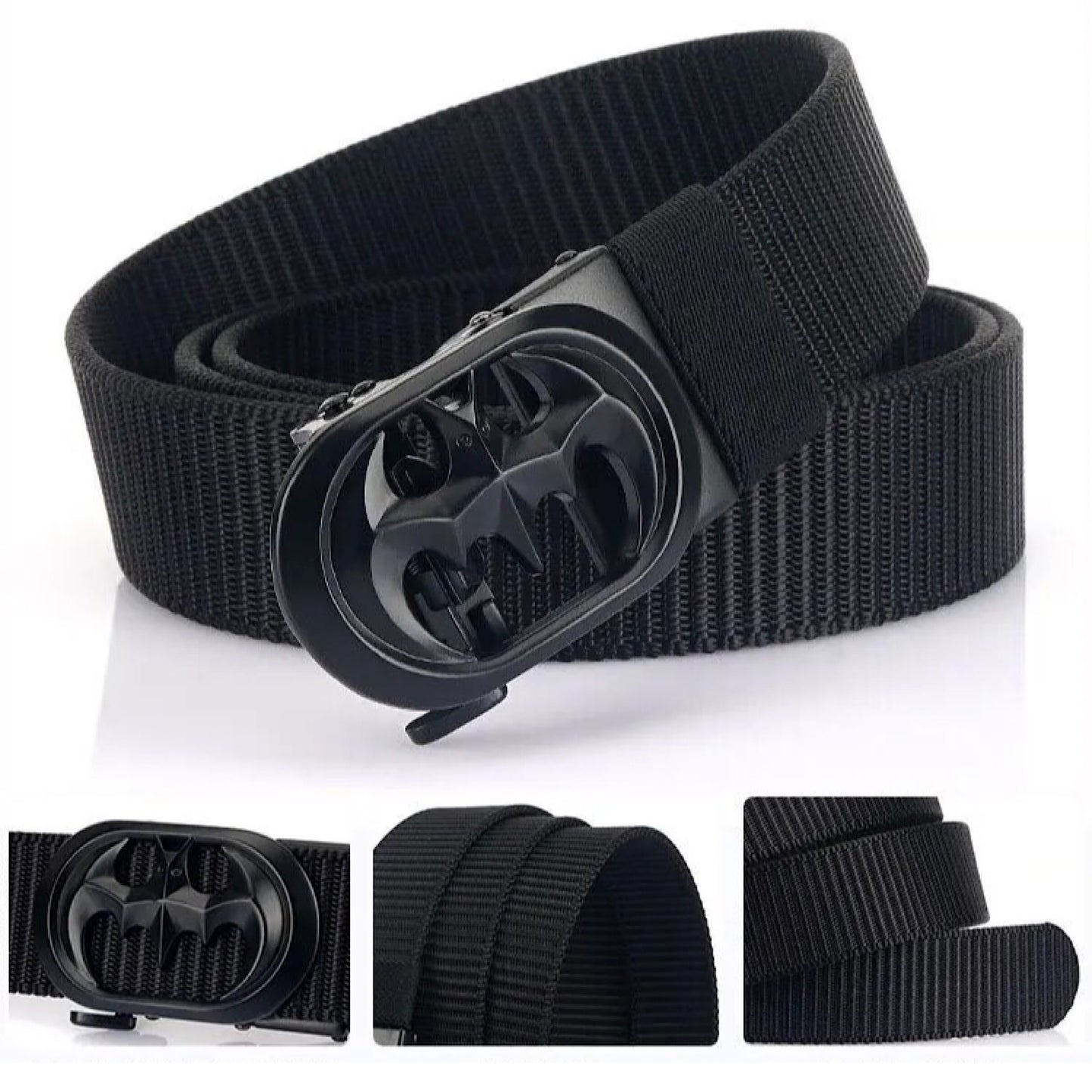 QHA Unisex 35mm Canvas Ratchet Belt, Bat Automatic Buckle CB01 - QHA UK