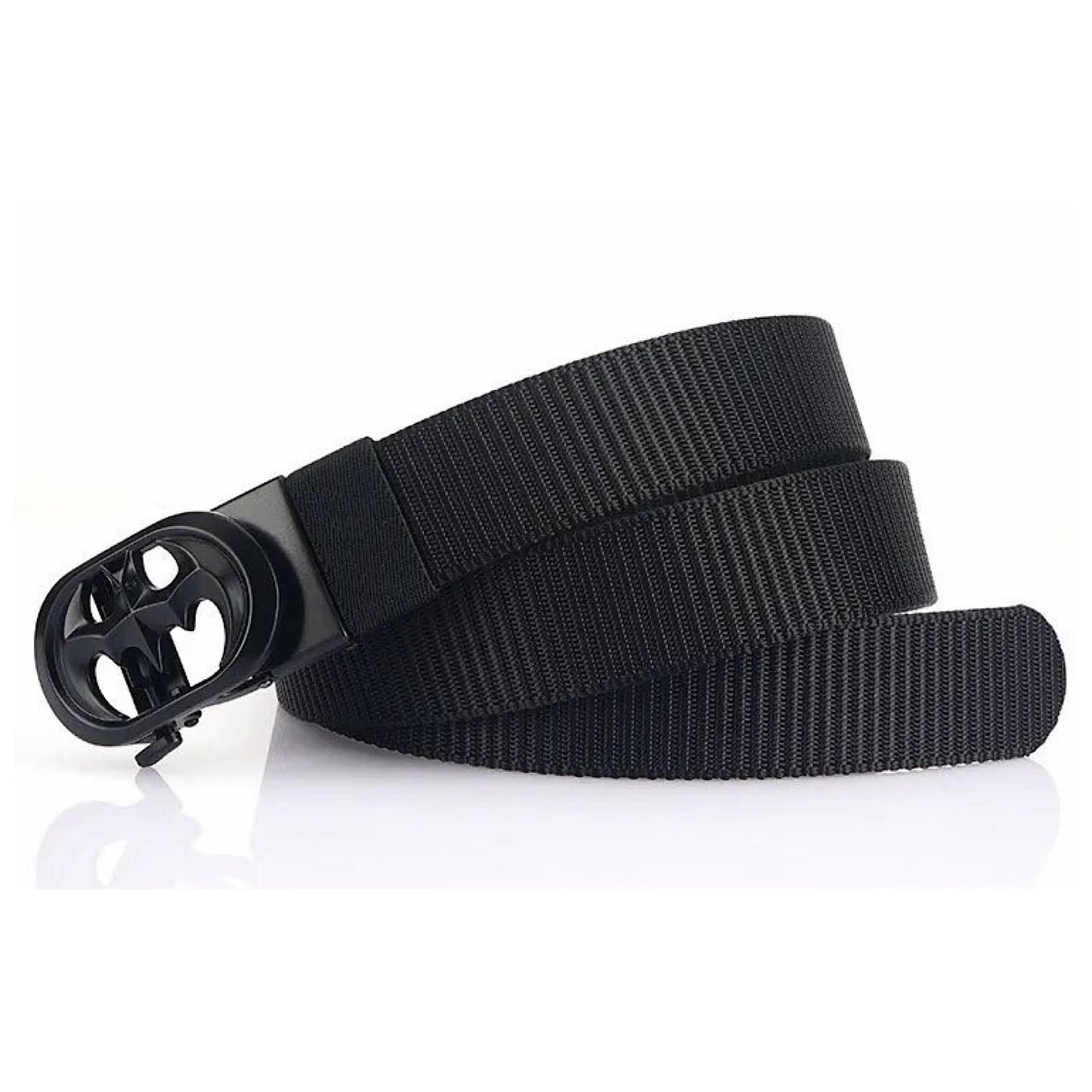 QHA Unisex Bat Symbol Canvas Ratchet Belt – Automatic Buckle, 35mm CB01