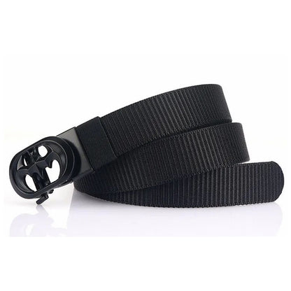 QHA Unisex Bat Symbol Canvas Ratchet Belt – Automatic Buckle, 35mm CB01