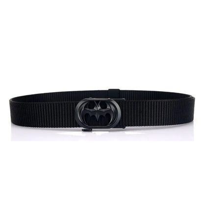 QHA Unisex Bat Symbol Canvas Ratchet Belt – Automatic Buckle, 35mm CB01