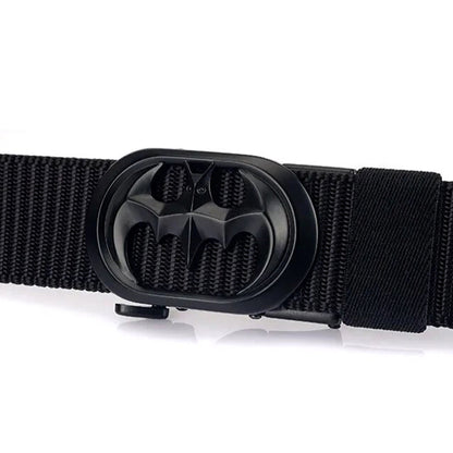 QHA Unisex Bat Symbol Canvas Ratchet Belt – Automatic Buckle, 35mm CB01