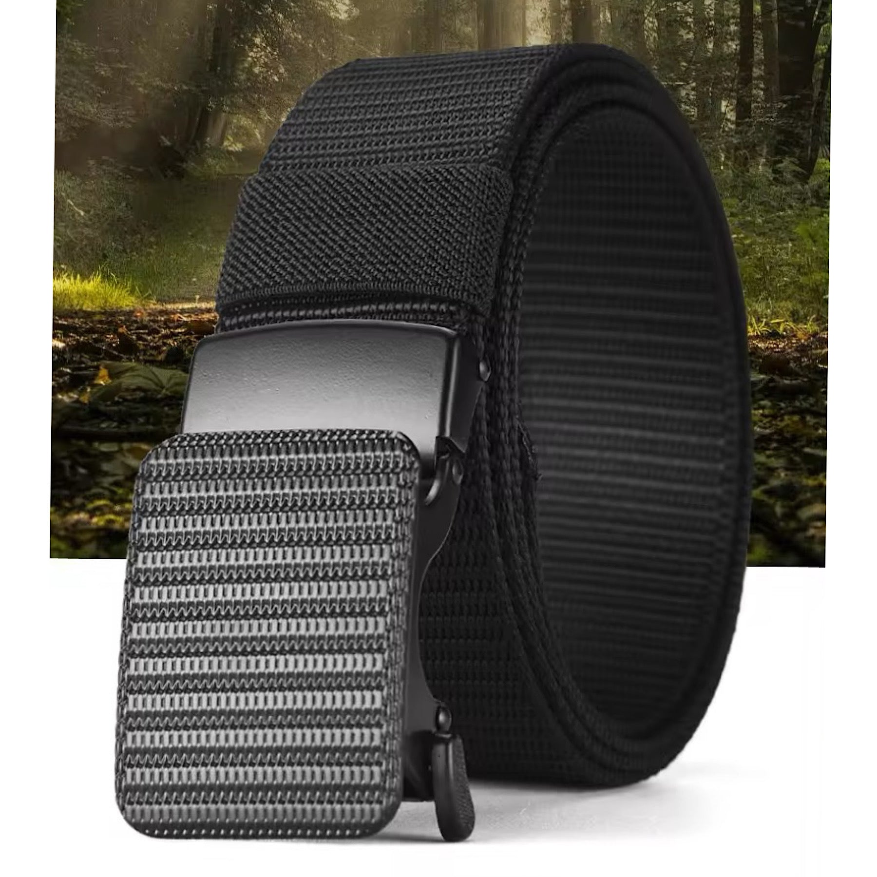Ceinture unisexe en toile à cliquet QHA avec boucle automatique, pour vêtements décontractés, pour jeans, CB02