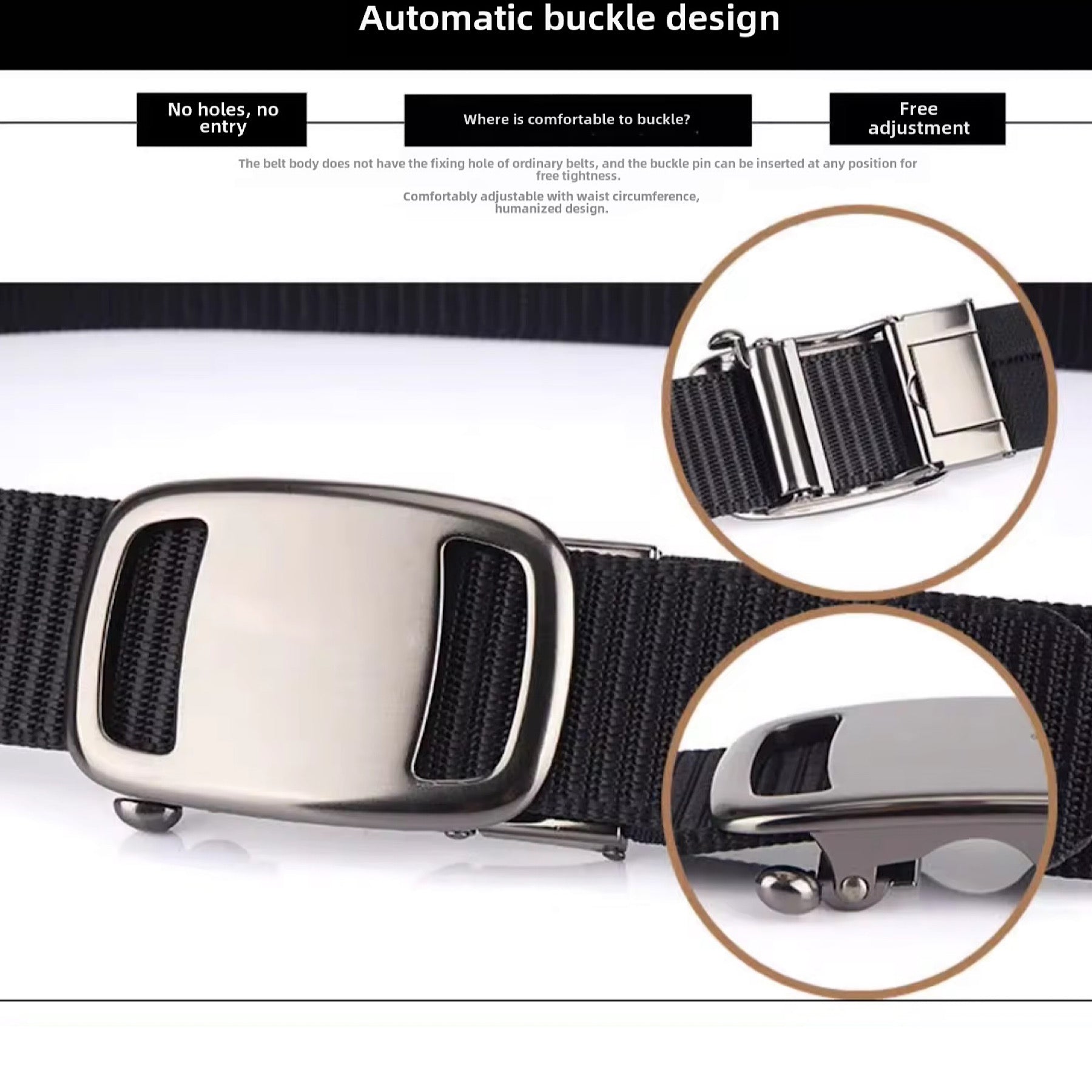 Ceinture unisexe en toile à cliquet QHA, boucle automatique, décontractée, pour jeans, bon marché, CB03