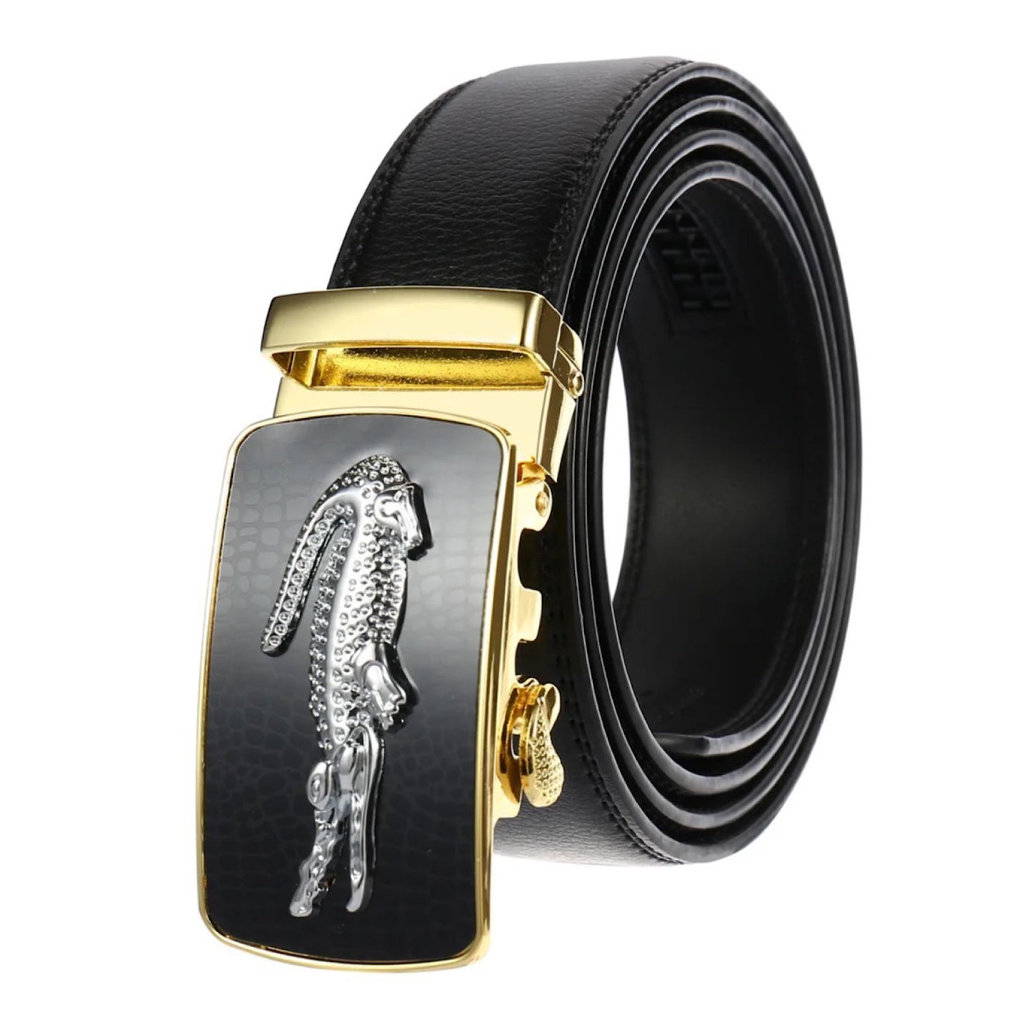 QHA Mens Ratchet Leather Belt Automatic Buckle 35mm Wide Q48