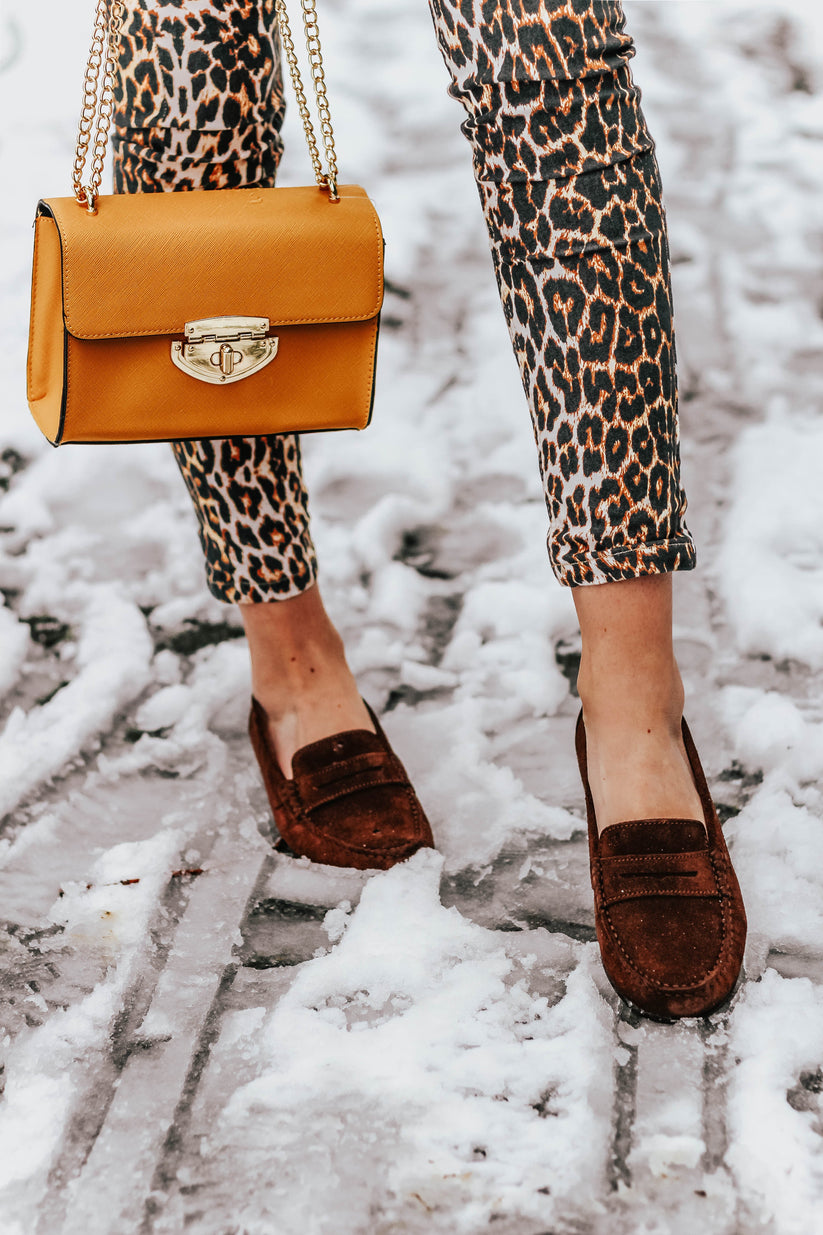 Loafers Leather Sole, brown suede - QHA UK