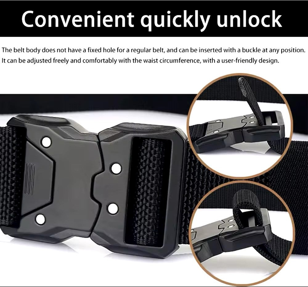 Ceinture en toile pour homme avec boucle magnétique à dégagement rapide, style décontracté, pour jeans, CB05