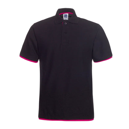 QHA Men's Unisex Piqué Polo Shirt Cotton Blend Contrast Collar 11 Colours S–2XL
