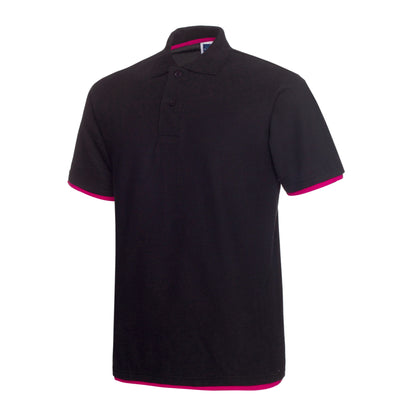 QHA Men's Unisex Piqué Polo Shirt Cotton Blend Contrast Collar 11 Colours S–2XL