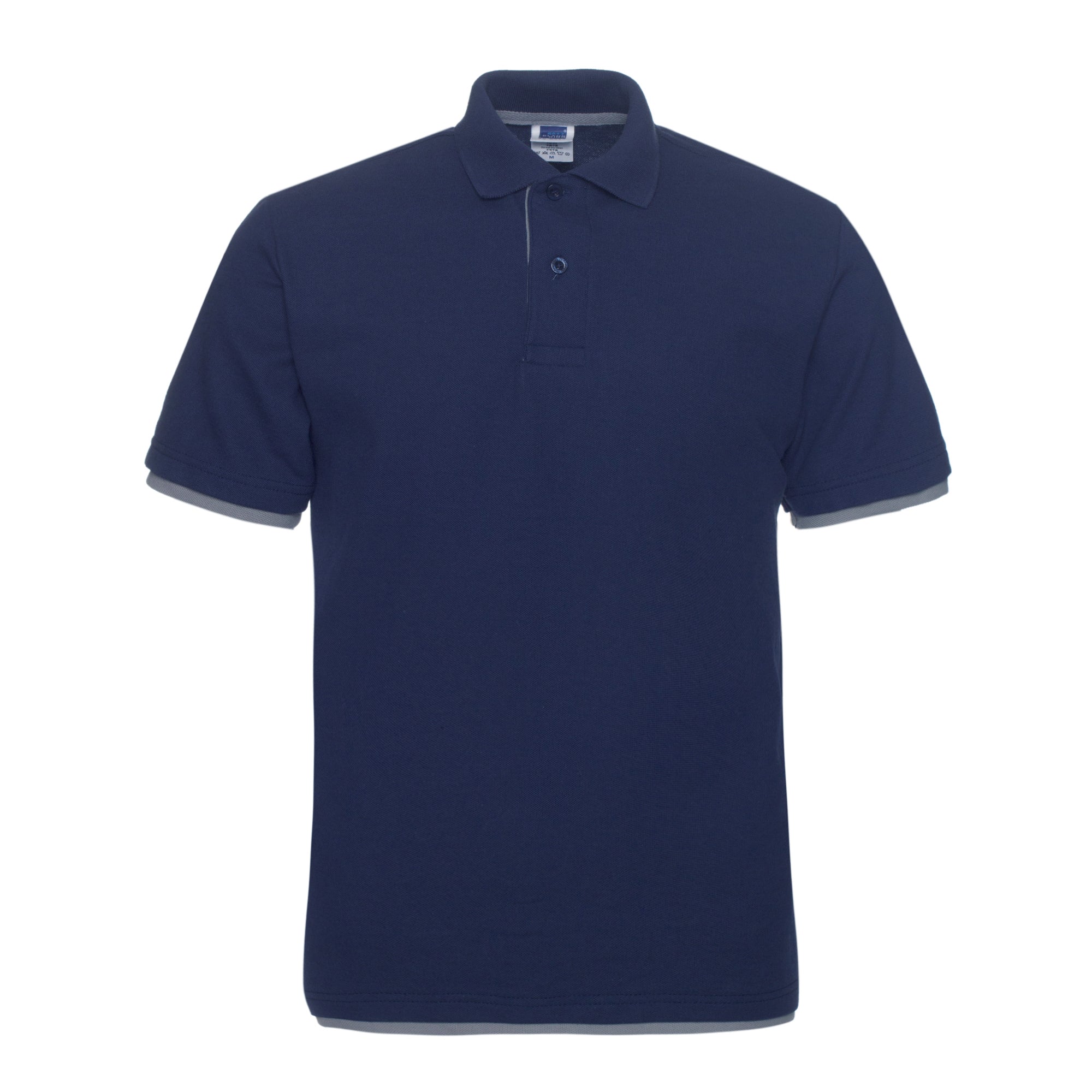 Polo QHA à manches courtes en coton piqué pour homme, bleu marine/gris