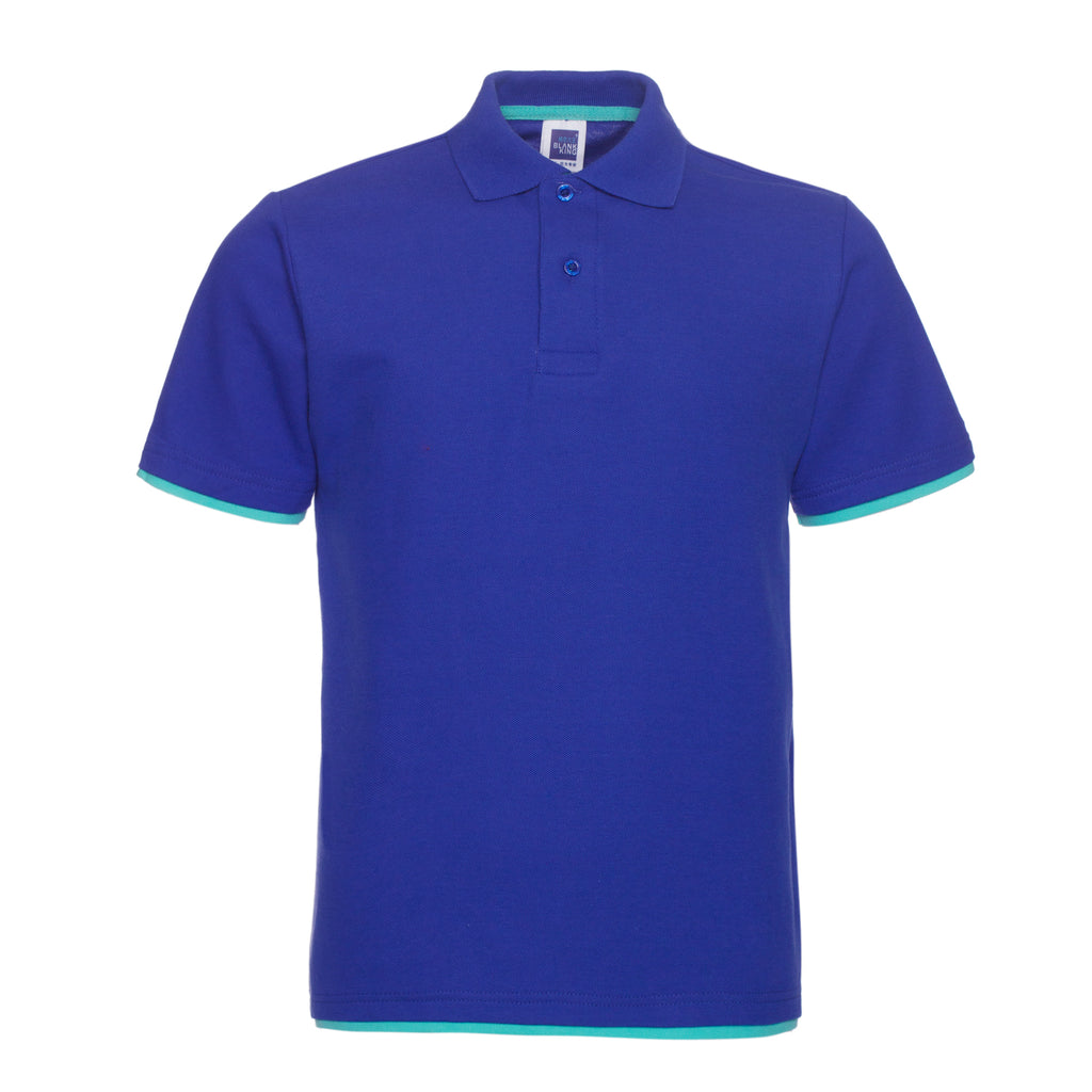 Polo QHA à manches courtes en coton piqué pour homme, bleu/vert