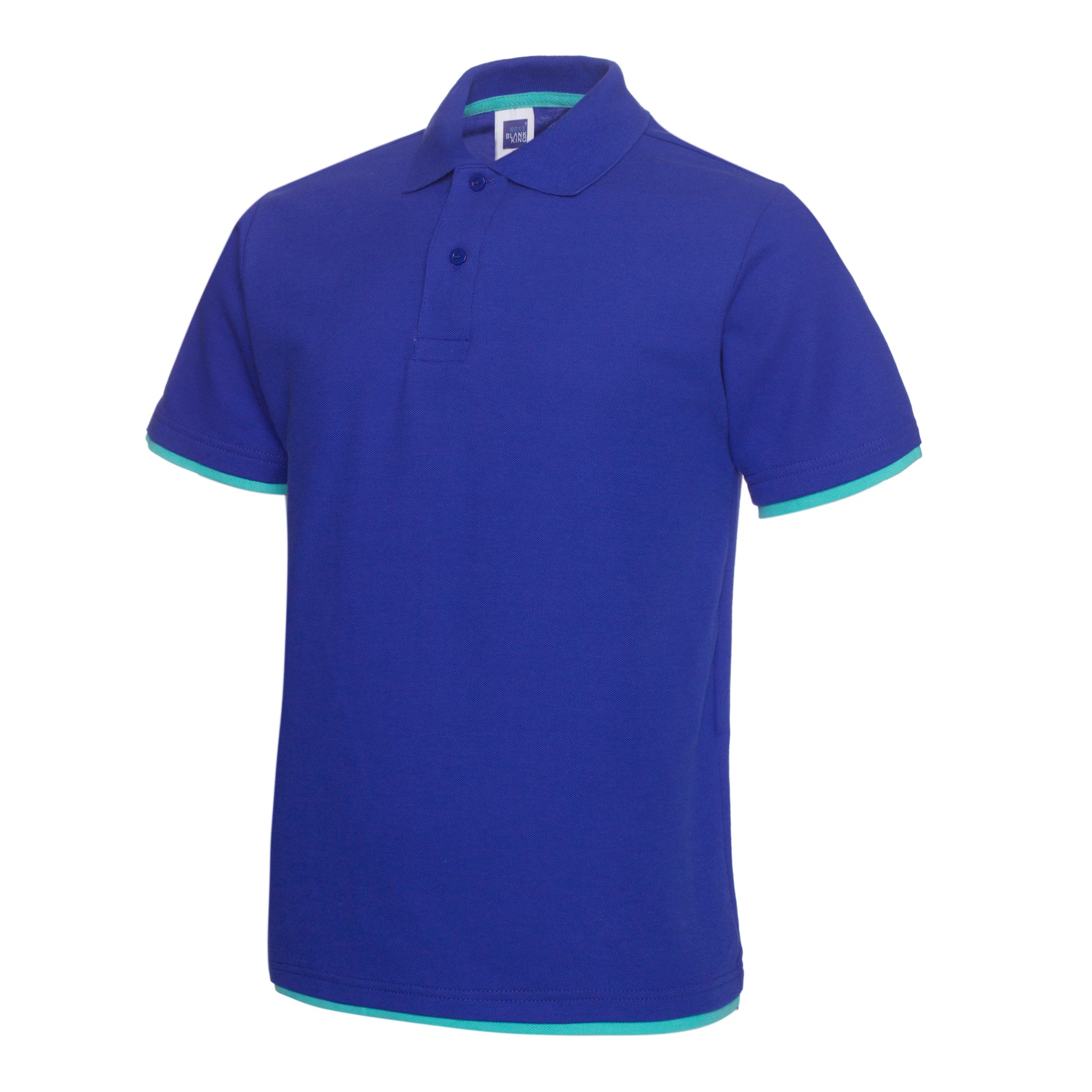 Polo QHA à manches courtes en coton piqué pour homme, bleu/vert