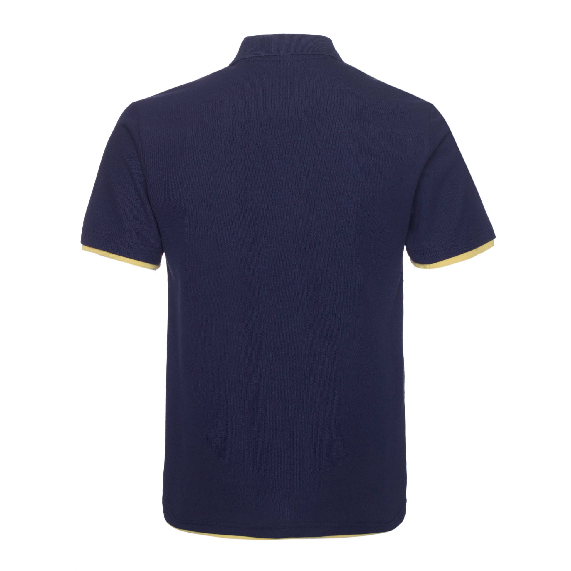 Polo QHA à manches courtes en coton piqué pour homme, bleu marine/jaune