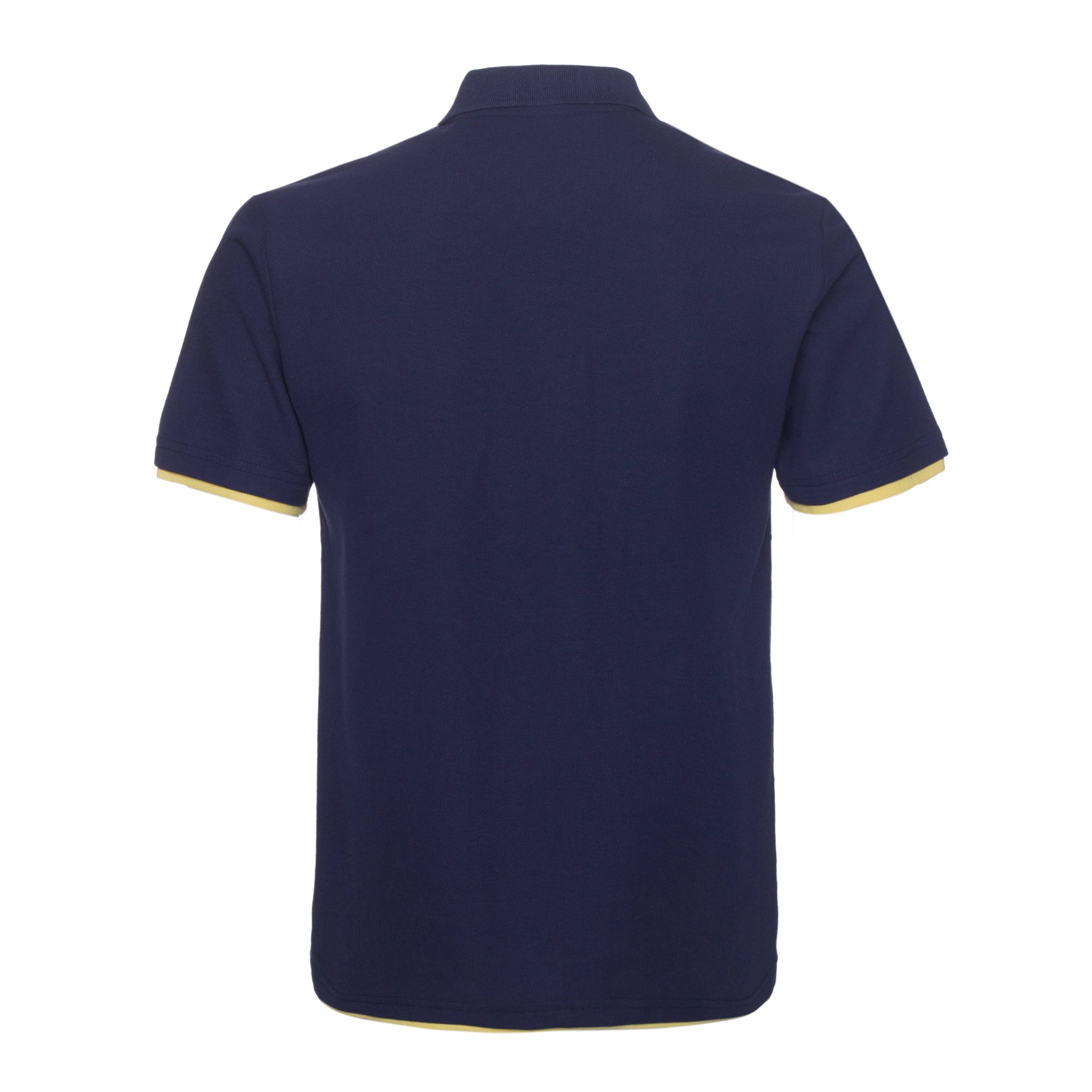 Polo QHA à manches courtes en coton piqué pour homme, bleu marine/jaune