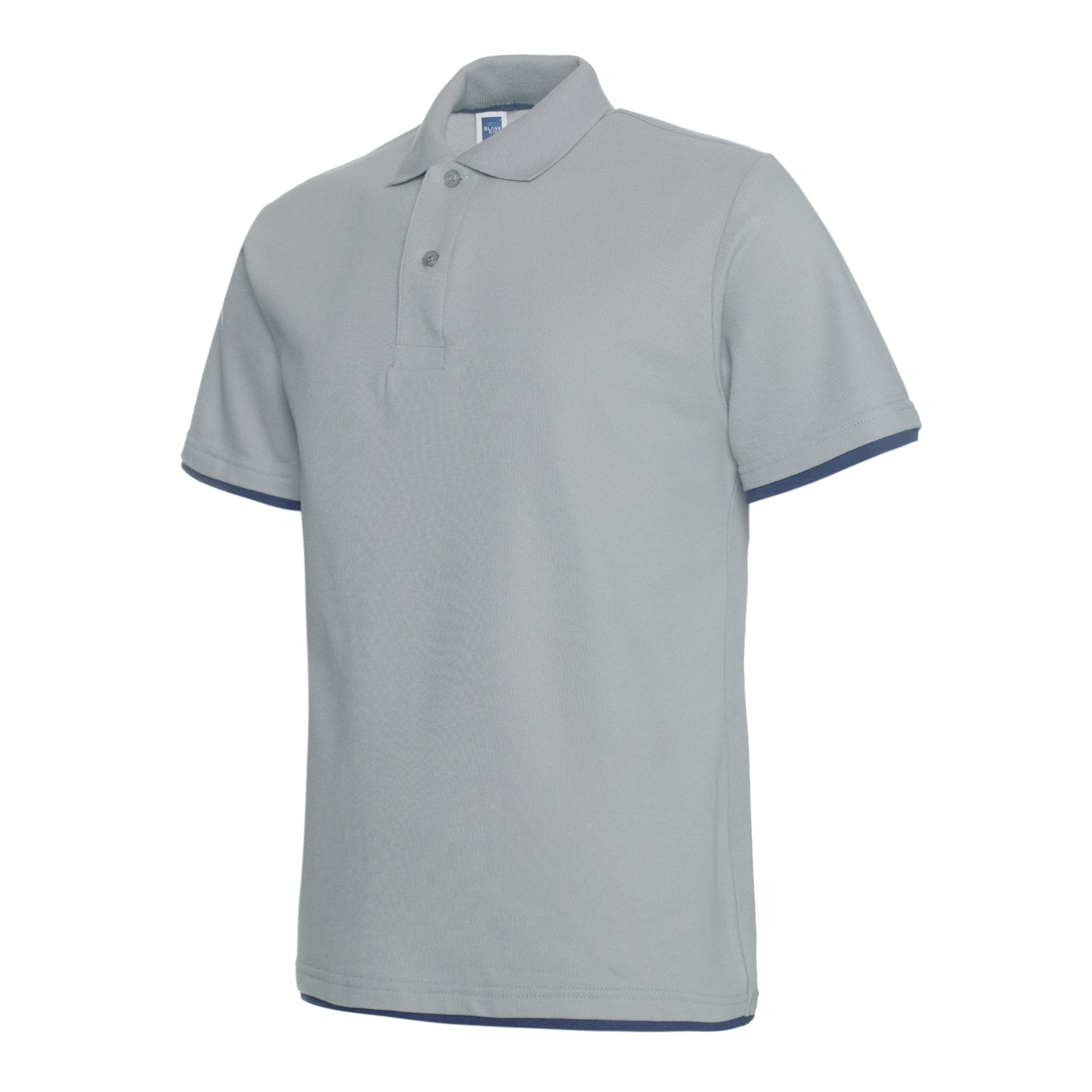 Polo QHA à manches courtes en coton piqué pour homme, gris/bleu marine
