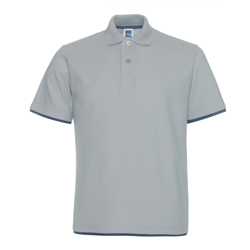 Polo QHA à manches courtes en coton piqué pour homme, gris/bleu marine