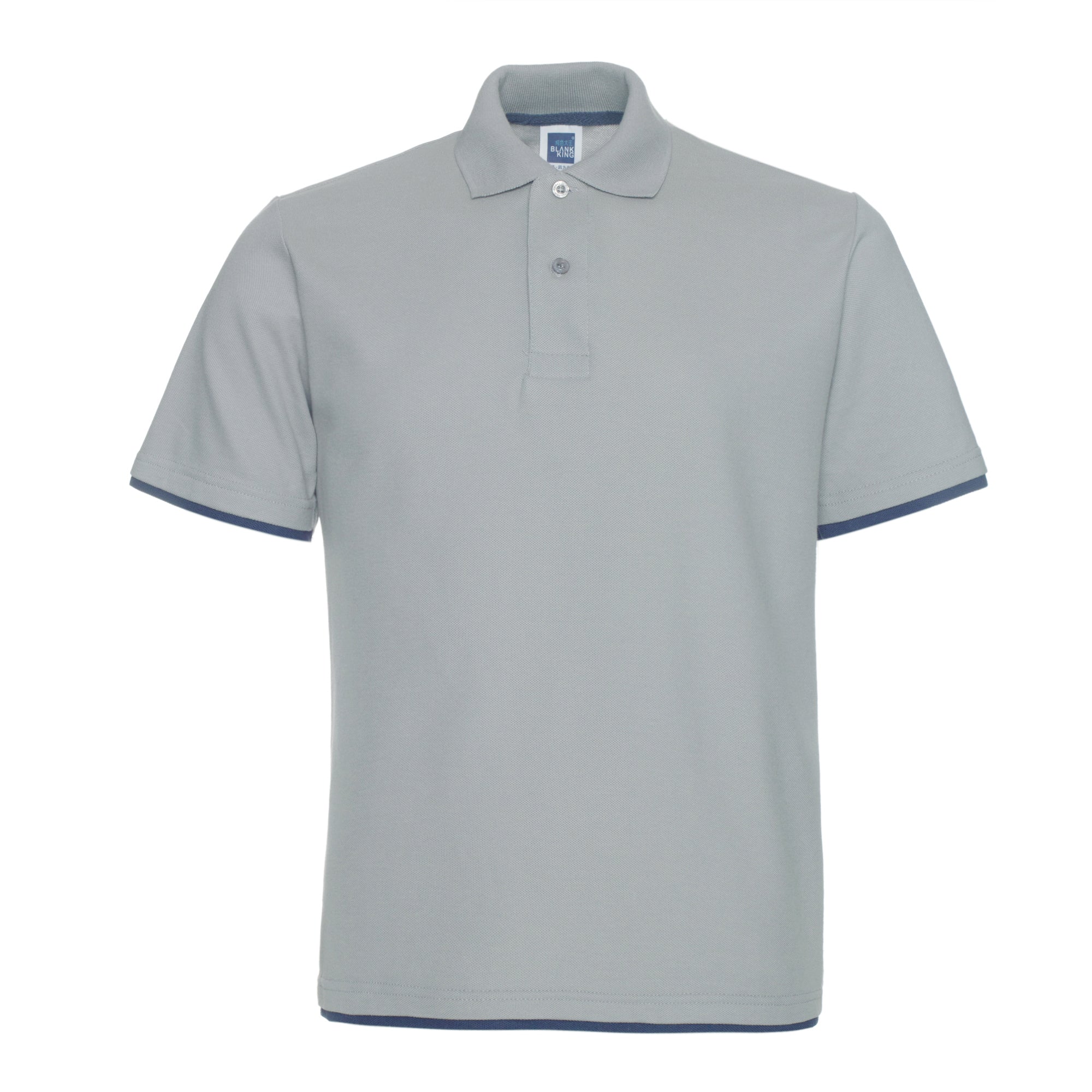 Polo QHA à manches courtes en coton piqué pour homme, gris/bleu marine